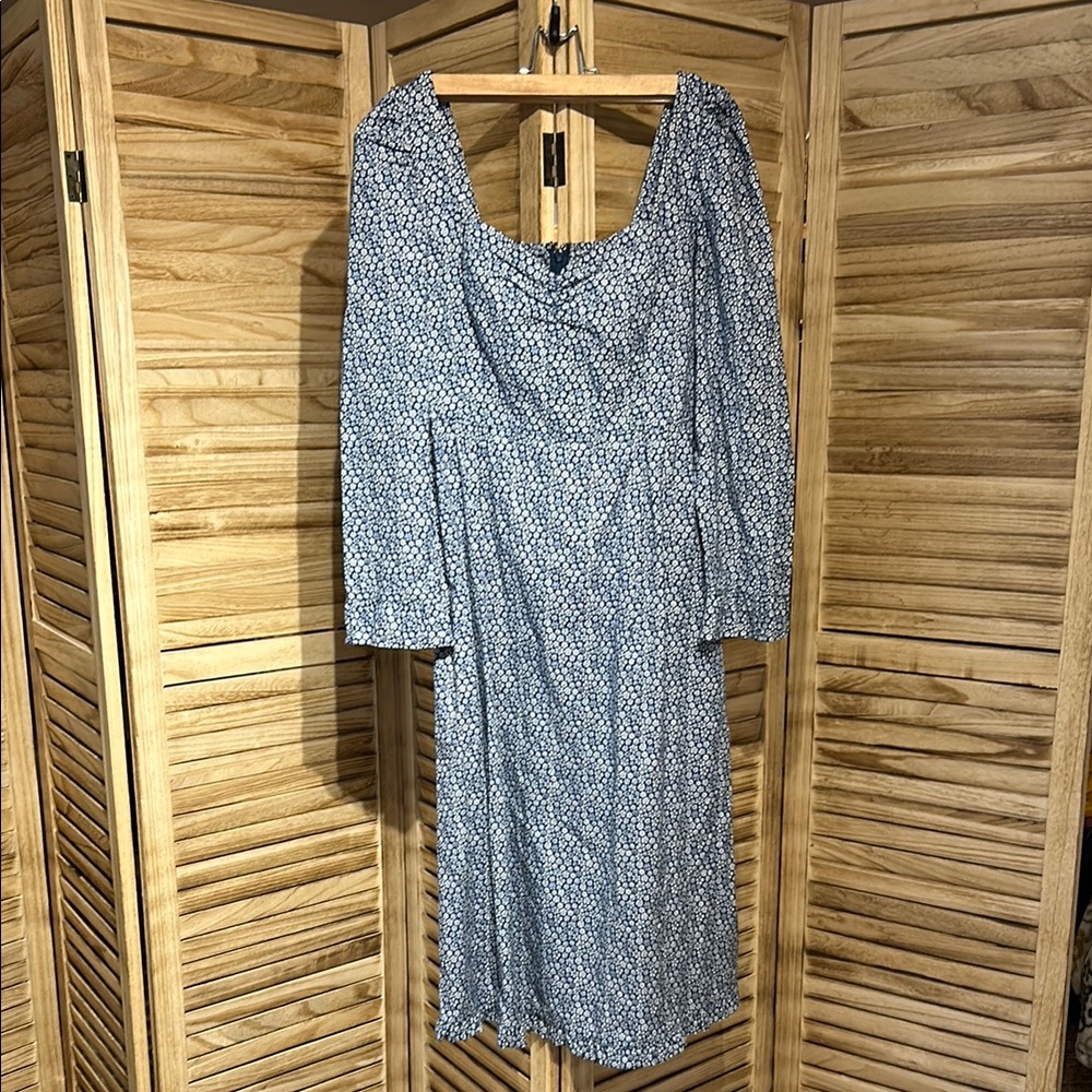 Wilfred Blue Floral Dress with Puff Sleeves
